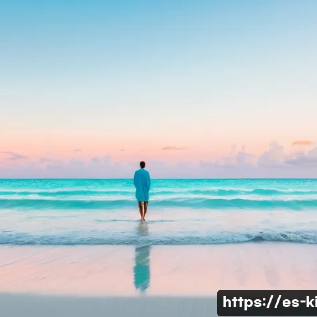 키리바시 일출과 일몰 명소 - A serene dawn at Tarawa beach in Kiribati featuring pristine white sand and calm turquoise waters re...