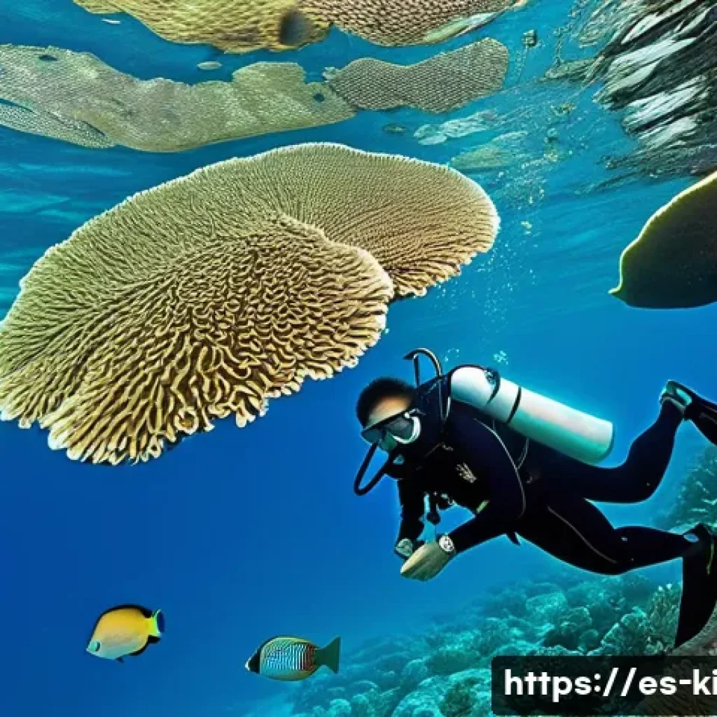 키리바시 다이빙 추천 장소 - A vibrant underwater scene showcasing the coral reefs of Tarawa, Kiribati, filled with colorful hard...